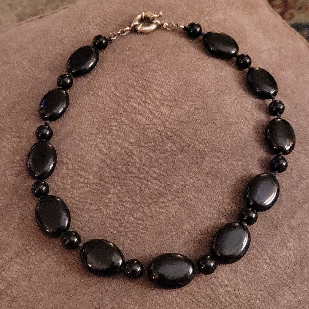 VTG Onyx Bead Knotted Collar Necklace - Picture 5 of 5